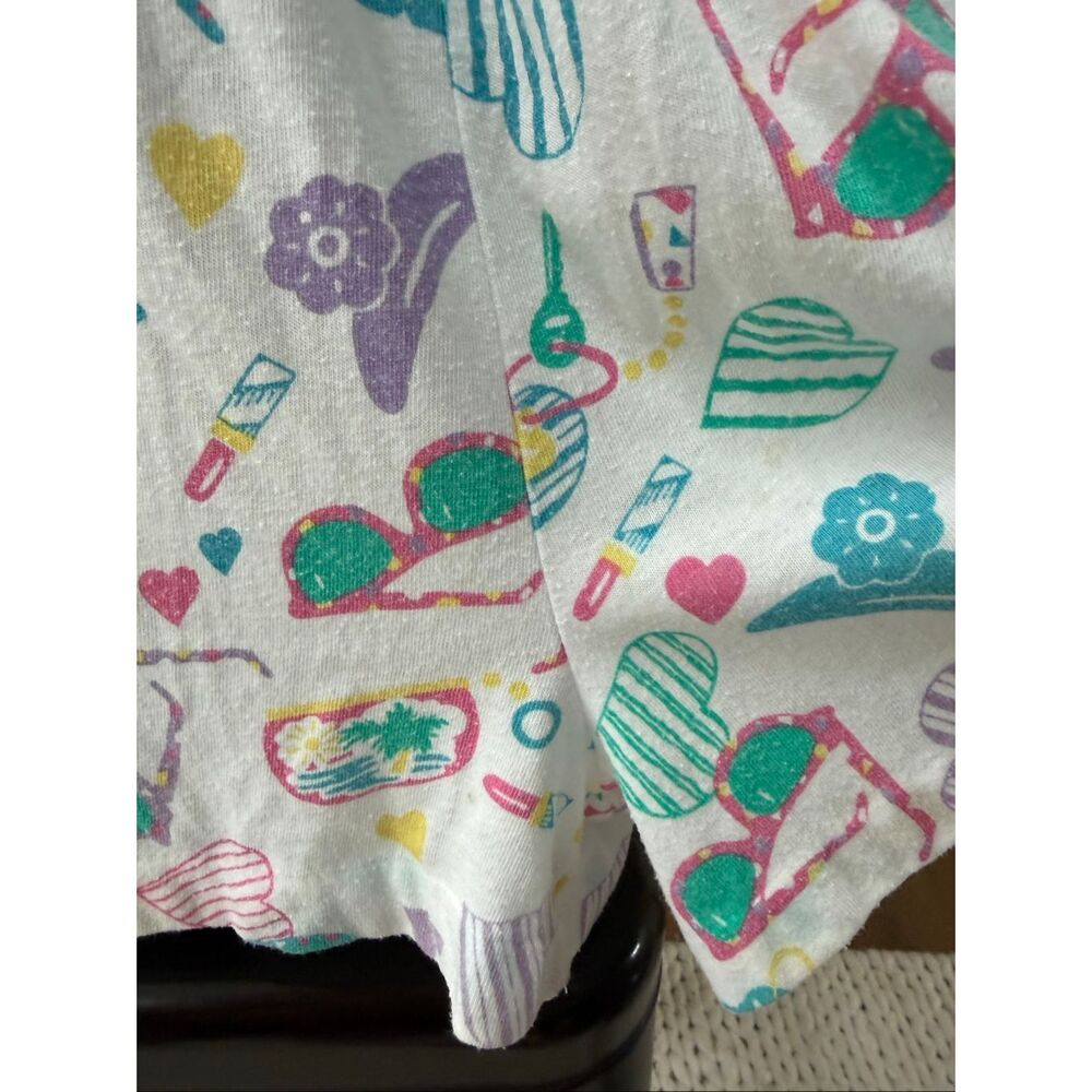 Vintage 80s 90s Tshirt Material Romper Summer Novelty Print L - Picture 7 of 8
